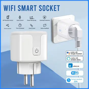  20A eWeLink WiFi / Zigbee EU Smart Plug Умна Контакт С Функция за Контрол на Мощността И за Синхронизиране на Гласово Управление С Алекса Google Home