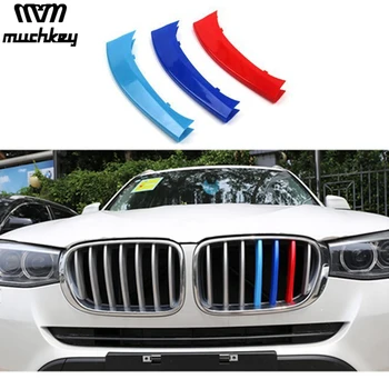  3D M Покритие на Предната Решетка на Автомобила Ивици Решетки на Капака Performance Decoration Етикети За BMW X3 X4 F25 F26 от 2011 г. до 2017 Година 7 Решетки 3шт