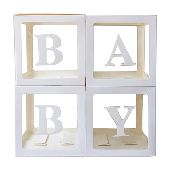  4шт Любовни кутии с писма за сватбени блокове за детската душа Прозрачна кутия за определяне на пола на Декорации за сватбен душата Подарък