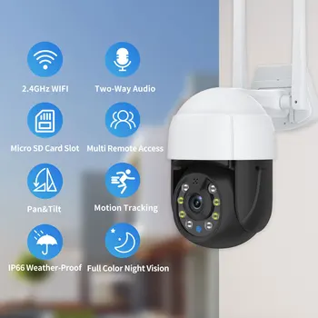 5-Мегапикселова HD Wifi IP камера Sasha с автоматично проследяване на Безжичната охранителна камера 1080P Градинска PTZ камера за видеонаблюдение AI Detect Surveillance 5