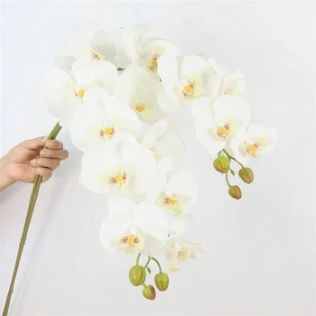  98 Cm 9 Гола Коприна Орхидея Phalaenopsis Цветя направи си САМ Сватбена Цветен Букет Изкуствени Растения, Фалшиви Цветя, Пеперуди Начало Декор