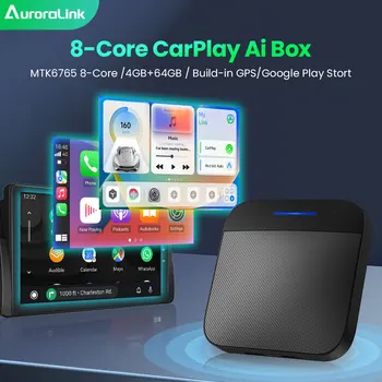  AuroraLink Ai Box Безжичен Адаптер CarPlay Безжичен Android Auto Apple Car Play USB TV Box 8-Ядрен 4G LTE GPS Play Store