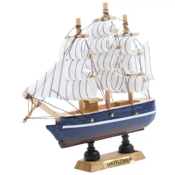 homyl Средиземноморски стил, на дървена модел парусника ръчно изработени, декор, подаръци за лодки, 14 см