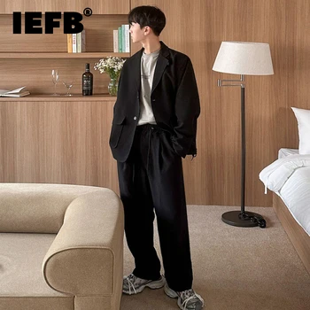  IEFB Trend Мъжки костюм В Корейски Стил, Есен Нова Свободен Всекидневен Костюм От Две Части С Завязками, прави Панталони, Бизнес Мъжки 9C1027