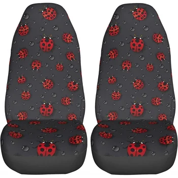  Ladybugs, Дъждобран, чанта за седалки, Комплект от 2 теми, Протектор на предната седалка на автомобила, Аксесоари за авто Интериор, защитни покривала за автомобилни постелки, Универсални
