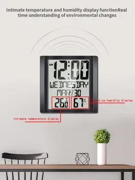  LCD Електронен Измерител на Температура и Влажност на въздуха Цифров Термометър, Влагомер метеорологичната станция Алармен часовник стенен часовник декорация на дома