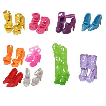  NK 10 двойки Кукольной обувки, Модни Скъпа Цветни обувки Асорти за кукли Барби в различни стилове, Благородна Детска играчка DZ