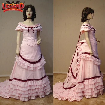  Rose Викторианска рокля Bustle, сватбен костюм в стил на 1860-те години, бална рокля Южна Belle, театрално рокля Scarlett, женствена рокля