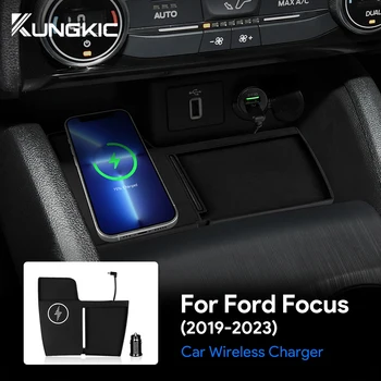  Авто Безжичен Титуляр за бързо зареждане на Ford Focus 2019 2020 2021 2022 2023 15 Вата Зарядно устройство за мобилен телефон, Аксесоари за довършителни работи на заплата