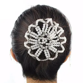  Дамски модни шапчица за танци, кристален мрежа за плетене на една кука, комплект за коса, шапки, перлени мрежа за коса