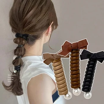  Дизайн на телефонен кабел Еластичната Лента за коса във формата на конска Опашка Гумена Лента За коса Телефонен Кабел Аксесоари за коса