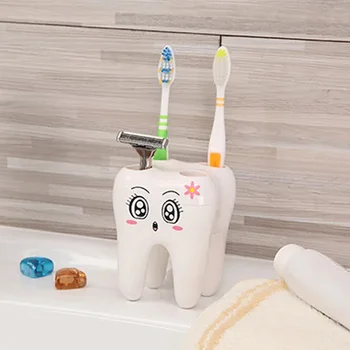  Държач за съхранение на четки в анимационни форма, аксесоари за баня, поставка за четка за зъби за бръснене на 4 дупки