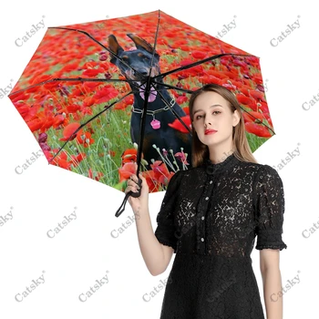  Жена 3-сгъваема Напълно автоматичен чадър за защита от слънцето, инструмент за пътуване на открито Parapluie