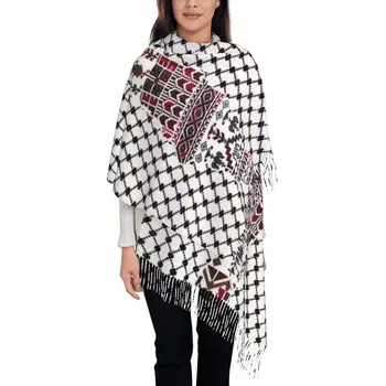  Женски Шал с Пискюл Палестина Palestinian Large Super Shawl and Wrap Tatreez Дизайн Бродерия Обратими Шалове от Pashmina