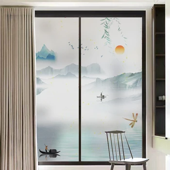  Защитно фолио за прозорци Стикер с китайски рисувани, принудителна ултравиолетова радиация, Терморегулирующие прозорци настилки, цвят на прозорци за дома