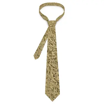  Златен Вратовръзка с изкуствен метален принтом, Златни Блестящи Вратовръзки по поръчка, Новост, Всекидневни вратовръзка-скоба за мъже, Бизнес Аксесоари за равенство