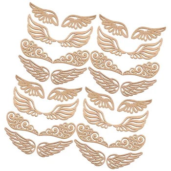  Изрезки от дървени крила Украшение във формата на Крило на Ангел Украса със собствените си ръце Тагове Крила на Ангел Перфорирана нашивка от естествена дървесен чипс