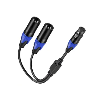  Кабел-сплитер XLR, от 1 щепсела XLR до 2 штекеров XLR, Y-кабел, захранващ кабел-сплитер балансиран микрофон, аудиоадаптер 1 опаковка