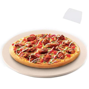  Камък За пица, Кръгъл Камък За Пица На Скара и Пещ за Приготвяне на Пица, Пържола, Кордиеритовая форма за пица с дебелина един инч, начин на Приготвяне и печене