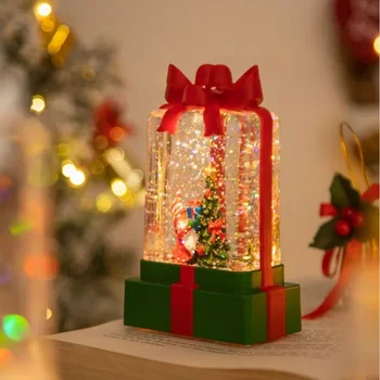  Коледен лека нощ, нежна отвътре, инжекцион вода, Малка Вятърна лампа, Маса за украса, Коледни подаръци