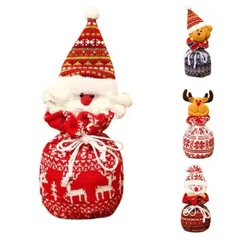  Коледен подаръчен пакет Прекрасна 3D декор на Дядо Коледа, Снежен човек Плат Коледен шнур за опаковане на Подаръци Чанта Подарък на Детски фестивал