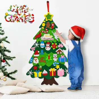  Коледна елха от филц със собствените си ръце, За деца, Забавни Коледни декорации за дома 2023 Коледна украса Навидад 2024 Коледни подаръци, Коледна елха