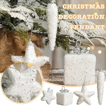  Коледна Украса 2024 Коледно Дърво Висящи Висулки Star Навидад Box Коледна Украса Shape Decor 2023 Подарък Елха P6V4