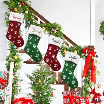  Коледни чорапи с индивидуален име, чорапи за домашни любимци, бродирани вашето име, Коледни чорапи за домашни любимци, Коледен подаръчен пакет, с каквото и име