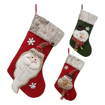  Коледни Чорапи, Чорапи Камина Детски Висящи украшения на Коледна Елха Подаръчен пакет с бонбони на Дядо Коледа За домашен интериор Нов 2024 Година