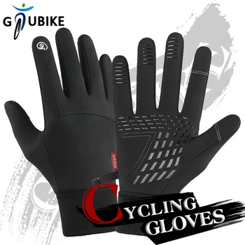  Колоездене топли ръкавици GTUBIKE, силиконови нескользящие флисовые ръкавици за ски, джогинг, мотоциклет, непромокаеми ръкавици без пръсти със сензорен екран