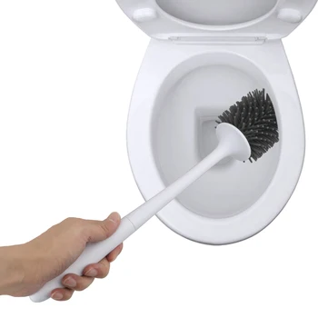  Комплект за почистване на баня и Тоалетни принадлежности, Стенни мека четина с държач на Дръжката Подови TPR Силиконовата четка за тоалетна