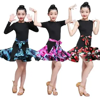  Костюм за латино танци нов тренировъчен костюм за момичета, детски танцов костюм есенен костюм за изпълнения на танцови за изпълнения