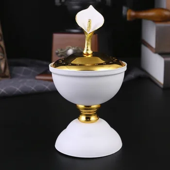  Креативна метална кадилница за тамян със златен клапа на капака, Кадилница от сандалово дърво в арабската спалнята, аромат за ароматерапия Eli