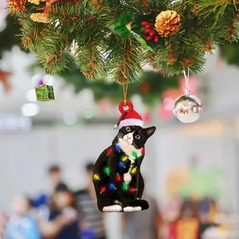  Лесно се закача Коледна украса за многократна употреба акрилни Коледен окачен декор Коза Патица Котка Панда Крава Коледно дърво, Украшение, Висулка