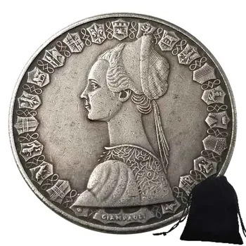  Луксозна Италианска монета Лъки Art номинална стойност от 500 Лири, Възпоменателна монета за късмет / Покет колекция от сувенири и подаръци за партита, Монета + подарък пакет