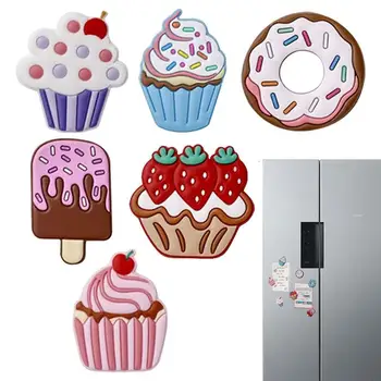  Магнити за хладилник с храна Творчески сладки магнити за мини-хладилник с храна, 6шт, хладилник с пончиками и сладолед, Декоративна стикер за охлаждане на борда на хладилник