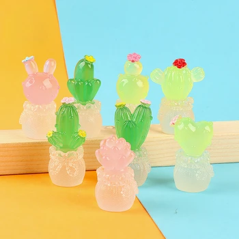  Мини фигурки Kawaii 3D Cactus от смола, направени със собствените си ръце, Малко украса за помещението, украса за куклена къща, поддържан скулптура, Статуя, Нова фигурка