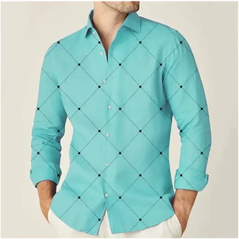  Модерен мъжки ризи 2024, ризи 9 цвята, геометричен принт, розова градинска градинска дрехи с дълъг ръкав, дизайнерски ежедневни облекла S-6XL