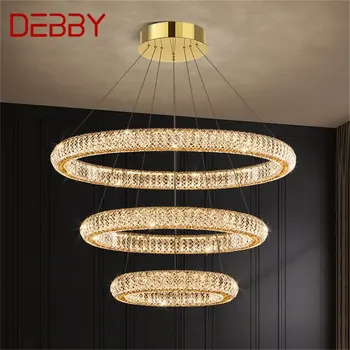  Модерен окачен лампа TEMAR, кръгли Кристални пръстени, луксозни led осветителни тела, Декоративни полилей за дома, хол, спалня
