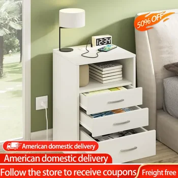  Модерен приставной масичка с 3 чекмеджета, мебели, бяла нощно шкафче от зареждащата станция, дървен шкаф, нощни диван за дома