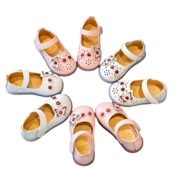  Модни детски обувки 2022, лятна кожени обувки с бантиком, Красиви детски Сандали за момичета, Дишаща танцови обувки за деца