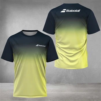  Мъжки t-shirt, контрастная по цвят дрехи за тенис, Дишащи дрехи за голф, Летен спортен пуловер за бадминтон, мъжки пуловер за фитнес с къс ръкав