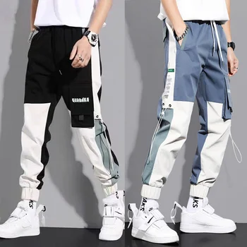  Мъжки ежедневни панталони-карго в корейски стил, работни панталонът е прав, с много джобове за пролетта и лятото