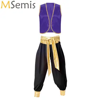  Мъжки костюми арабски принц Костюм за ролеви игри за възрастни на парти за Хелоуин Жилетка и панталони за cosplay Екипировки арабски шейх