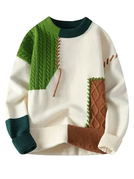  Мъжки модерен пуловер с окъсани дупки, Корейски Луксозни Кашмир Зимните пуловери от висок клас, Мъжки Мек Топъл Есенен пуловер