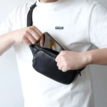  Нагрудная чанта от естествена кожа AETOO, мъжка чанта през рамо, реколта мъжки нагрудная чанта, ежедневна чанта през рамо, Многофункционална раница