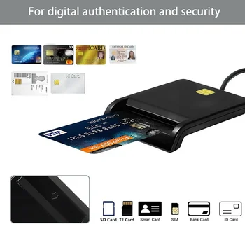  Нов USB 2.0 Smart ID Card Reader за SD ATM CAC TF Bank Card, СИМ Card Reader, USB CCID ISO Конектор за Windows