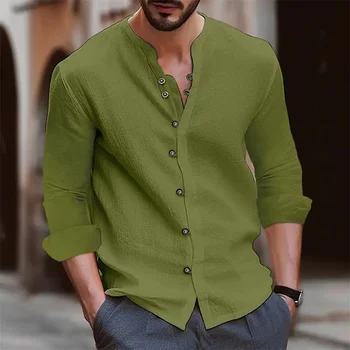  Нови пролетни и есенни ежедневни ризи, свободни мъжки обикновена риза с дълъг ръкав, ризи с копчета, ретро-ризи голям размер