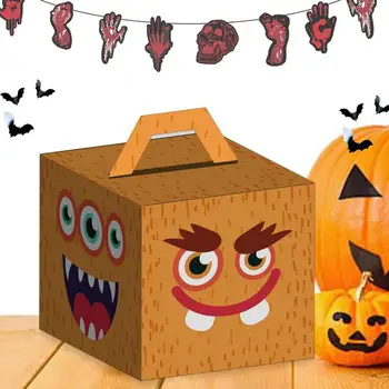  Новост, Хартиена кутия за Хелоуин, кутия за предложения на Хелоуин, Креативна подарък кутия за бисквити, бонбони, опаковъчна хартия за печене за Хелоуин, парти