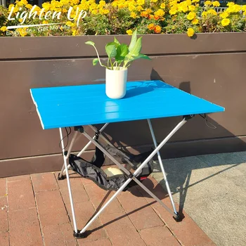  Осветени от Сгъваема алуминиева маса за къмпинг, плаж, Ultralight Сгъваема маса с чанта за носене, бюро на открито, Градински мебели